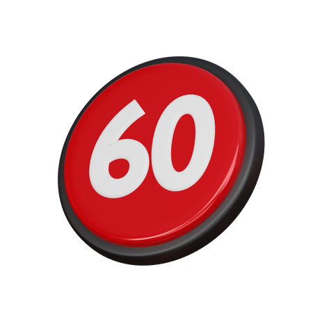 Free Number 60  3D Icon