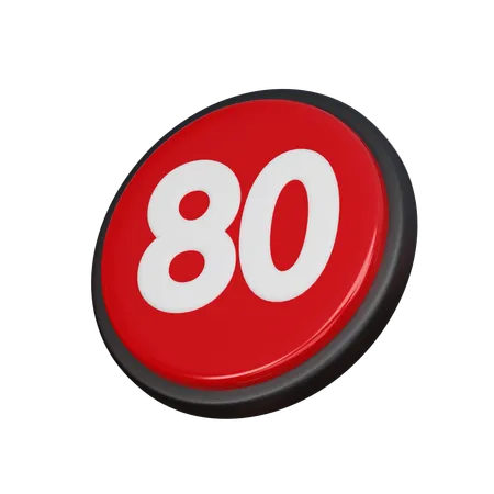 Free Number 80  3D Icon