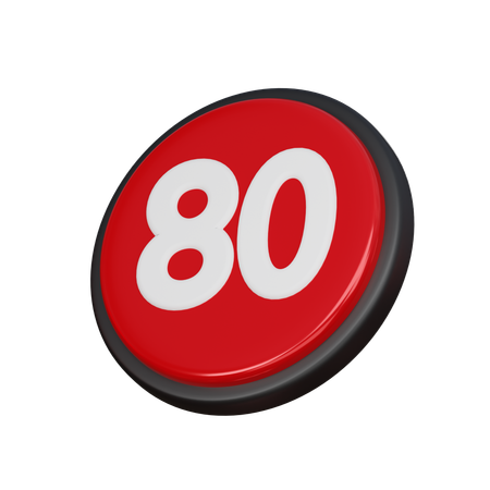 Free Number 80  3D Icon