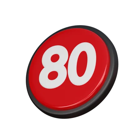 Free Numero 80  3D Icon