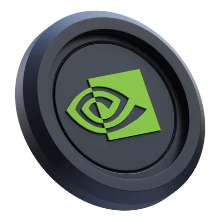 Free Nvidia-Logo auf schwarzer runder Münze  3D Icon