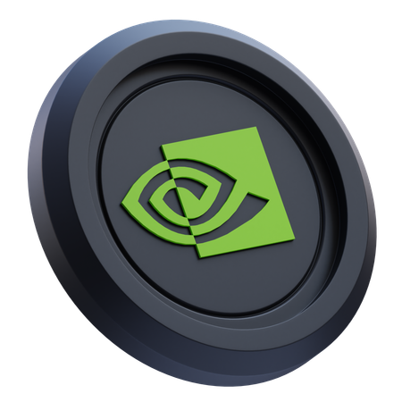 Free NVIDIA Logo on Black Circular Coin  3D Icon