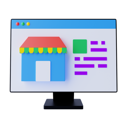 Free Online Shopping Store  3D Icon
