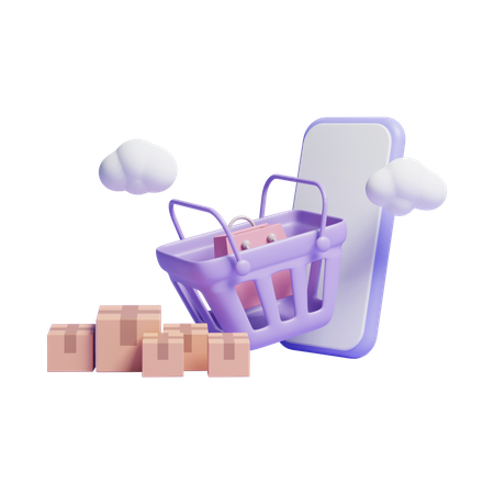 Free Package Basket  3D Icon