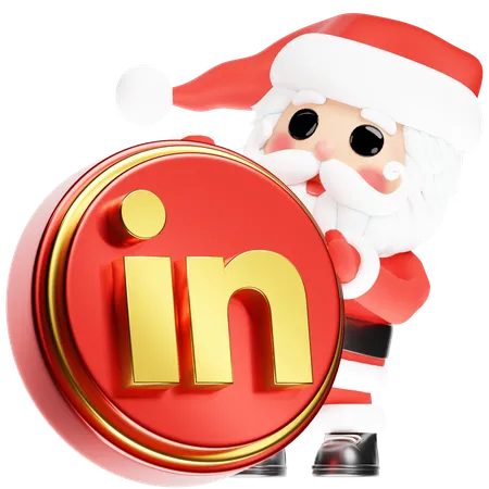 Free Père Noël Calus avec Noël Linkedin  3D Icon