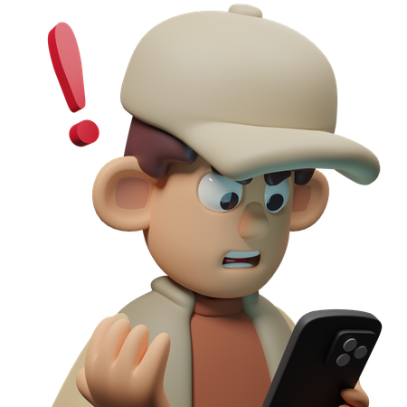 Free Personaje impactado con expresión telefónica  3D Icon