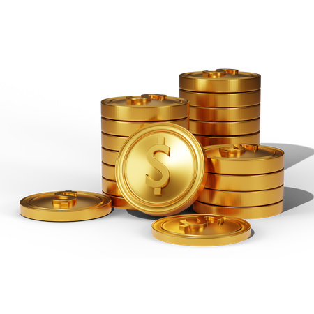 Free Pila de monedas de dólar de oro  3D Illustration