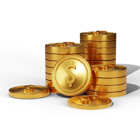 Free Pile de pièces d'or en dollars  3D Illustration