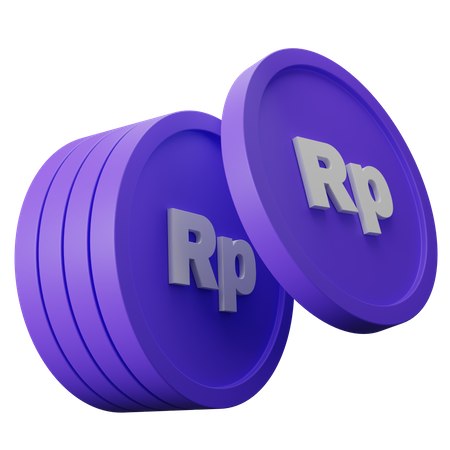 Free Pile de pièces de monnaie Rupiah  3D Icon