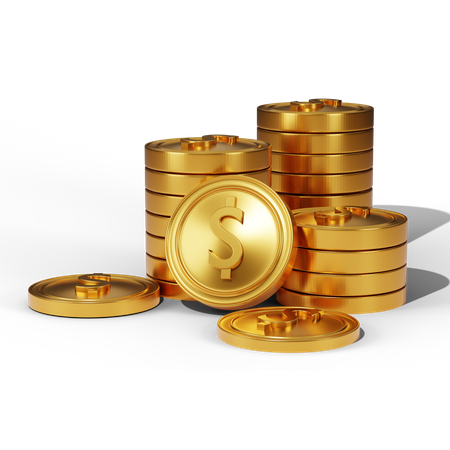 Free Pilha de moedas de dólar de ouro  3D Icon