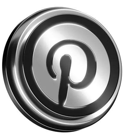 Free Sleek Pinterest Logo Design In Silver And Black 3D Icon