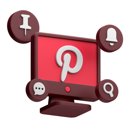 Free Pinterest auf dem Desktop-Monitor  3D Icon