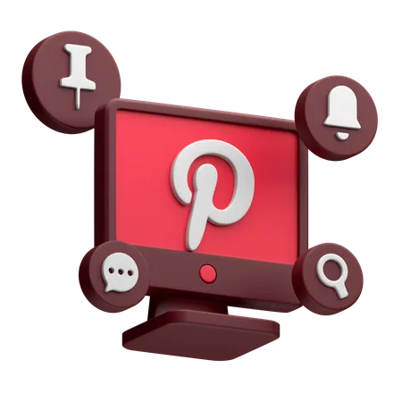 Free Pinterest auf dem Desktop-Monitor  3D Icon