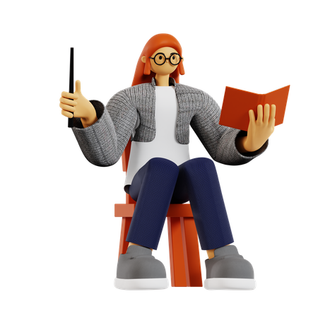 Free Profesor explicando sentado en un sillón  3D Illustration