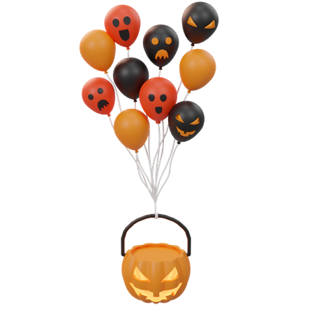 Free Pumpkin And Balloon  3D Icon