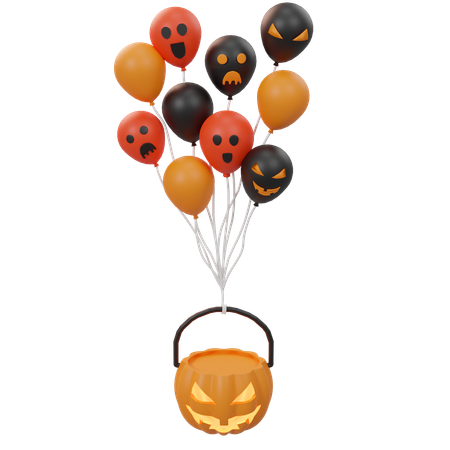 Free Pumpkin And Balloon  3D Icon