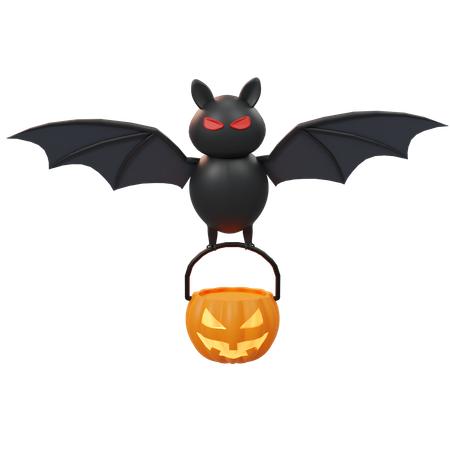 Free Pumpkin And Bat  3D Icon