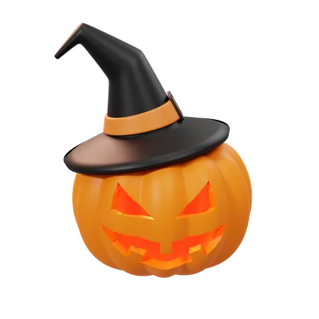 Free Pumpkin And Witch Hat  3D Icon