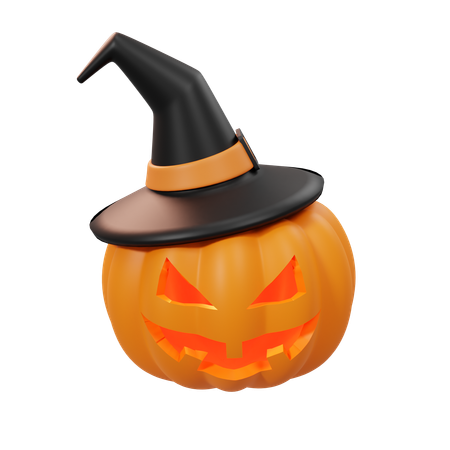 Free Pumpkin And Witch Hat  3D Icon