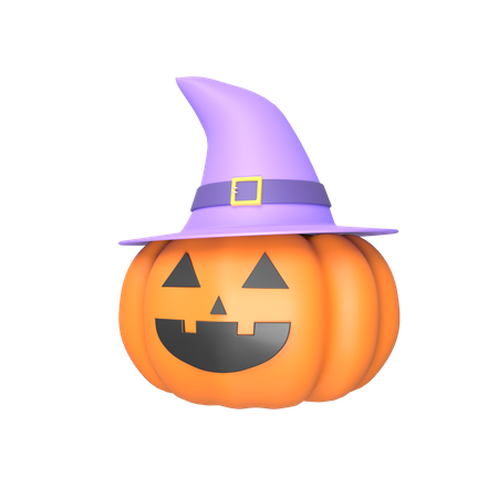 Free Pumpkin with witch hat  3D Icon