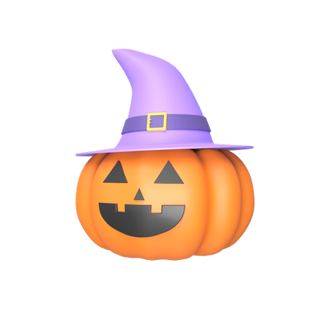 Free Pumpkin with witch hat  3D Illustration