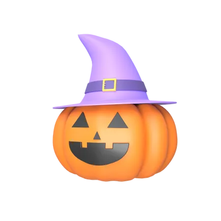 Free Pumpkin with witch hat  3D Illustration