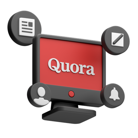 Free Quora auf dem Desktop-Monitor  3D Icon