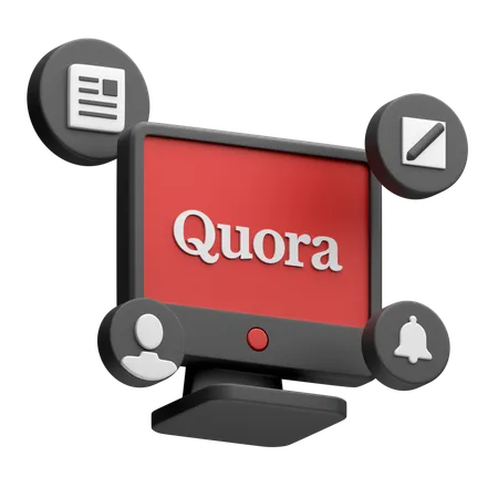 Free Quora auf dem Desktop-Monitor  3D Icon