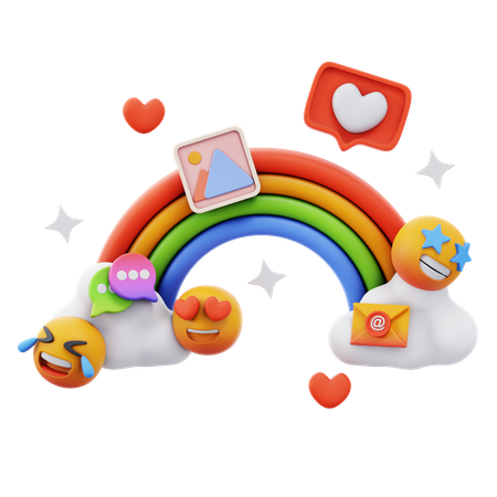 Free Rainbow Social Media  3D Icon