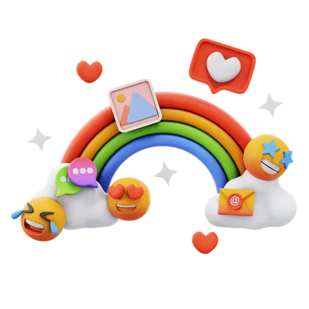 Free Rainbow Social Media  3D Icon