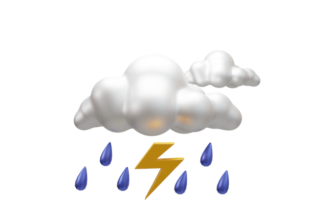 Free Rainy Thunderstorm  3D Icon