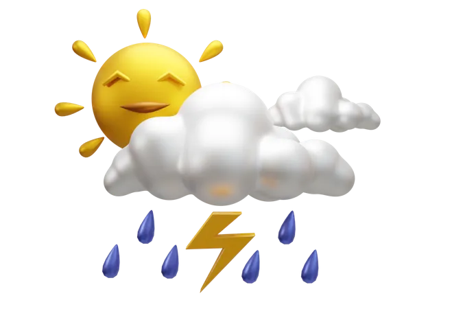 Free Rainy Thunderstorm At Day  3D Icon
