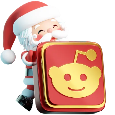 Free Reddit Showcases Santa Holding The Reddit Logo In A Dynamic 3 D Scenario Engaging In Discussions And Experiences Within The Festive Reddit Community 3D Icon