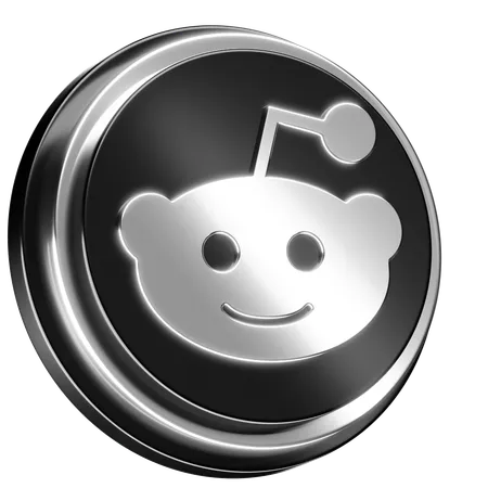 Free 3 D Reddit Logo With Silver And Black Color Scheme 3D Icon