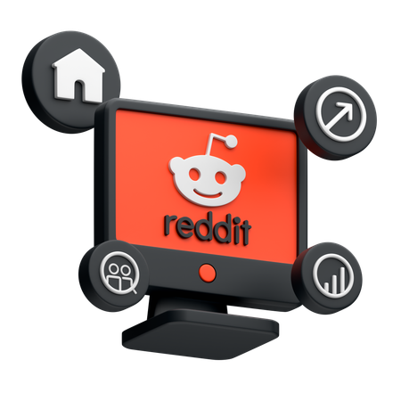 Free Reddit en el monitor del escritorio  3D Icon