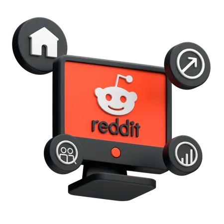 Free Reddit On Desktop Monitor  3D Icon