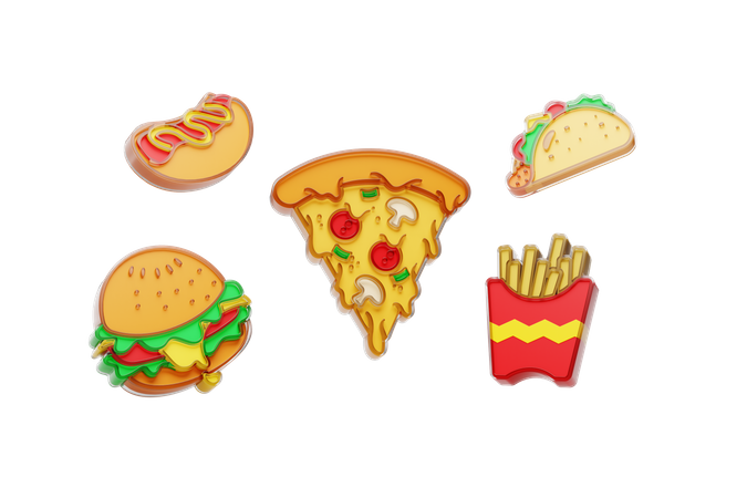 Free Fast food  3D Illustration