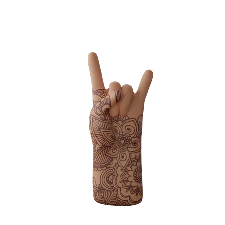 Free Rock N Roll Schild mit Hand  3D Illustration