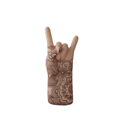 Free Rock N Roll Schild mit Hand  3D Illustration