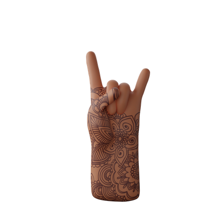 Free Rock N Roll Sign with hand  3D Illustration