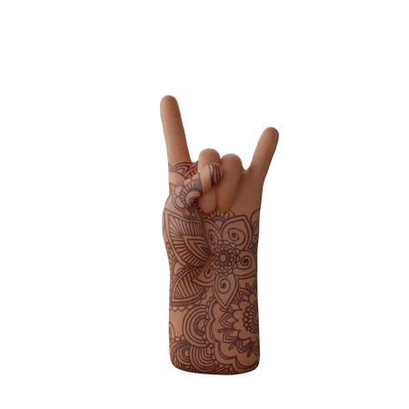 Free Rock N Roll Sign with hand  3D Illustration