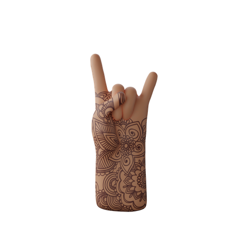 Free Rock N Roll Sign with hand  3D Icon