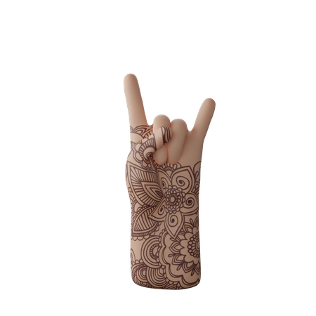 Free Rock N Roll Sign with hand  3D Icon
