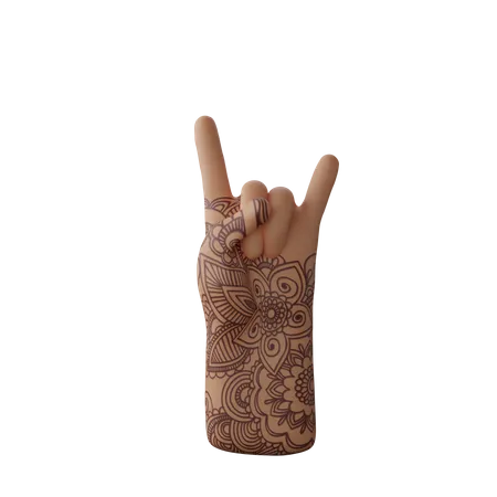 Free Rock N Roll Sign with hand  3D Illustration