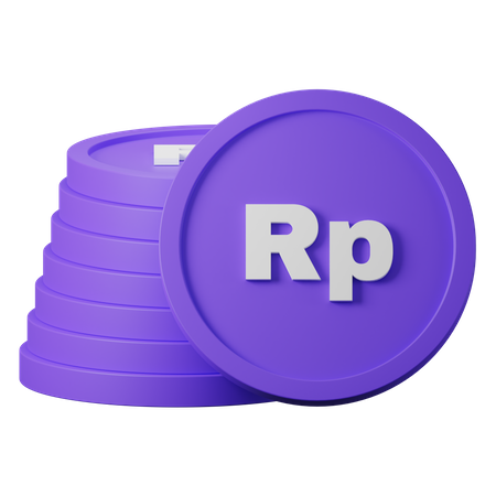 Free Rupiah Coin Stack  3D Icon
