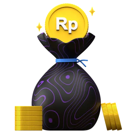 Free Rupiah money bag  3D Illustration