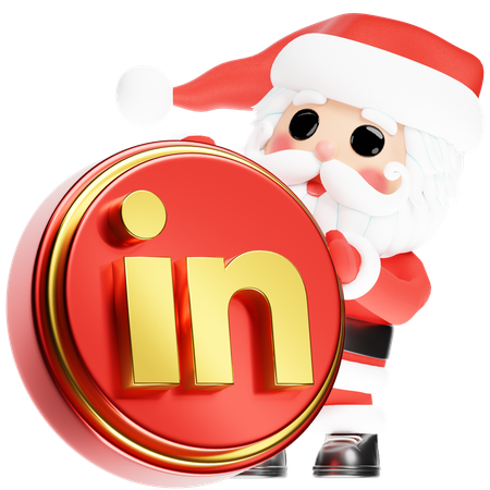 Free Santa Calus con Navidad Linkedin  3D Icon