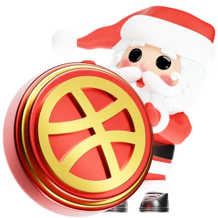 Free Santa Calus with Christmas Dribbble  3D Icon