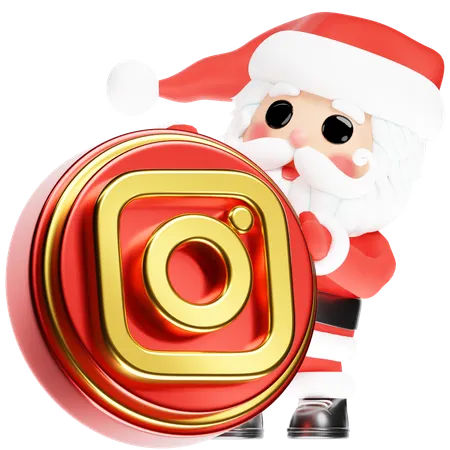 Free Santa Calus with Christmas Instagram  3D Icon