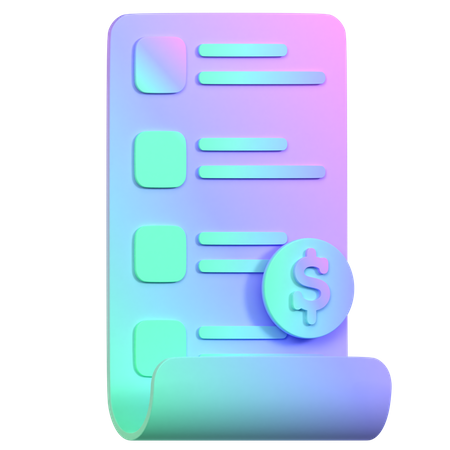 Free Shopping Bill  3D Icon